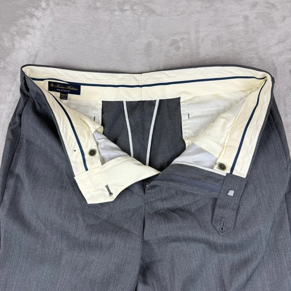 Brooks Brothers Dress Pants Mens 38x30 (Fit 36.5x30) Gray Madison Wool EUC
